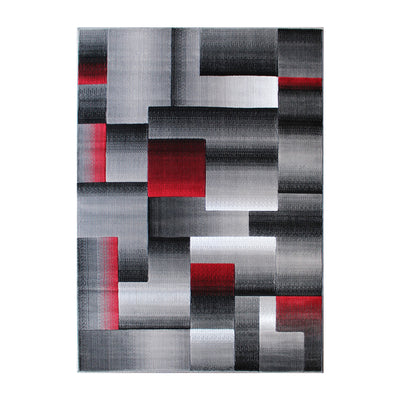 red black and gray geometric pattern rug