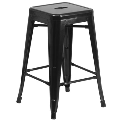 black industrial style restaurant counter stool