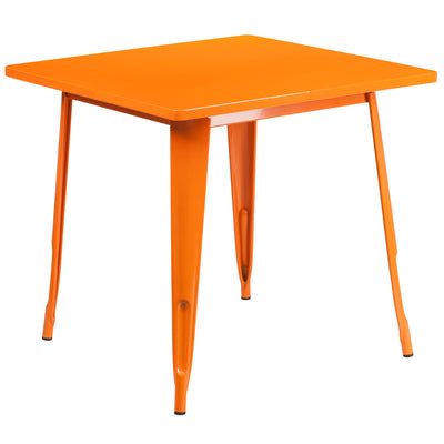 orange metal restaurant dining table