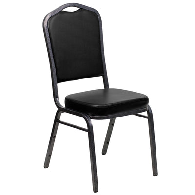 black vinyl banquet chair with silvervein frame