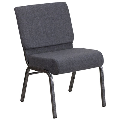 gray fabric stacking church chair