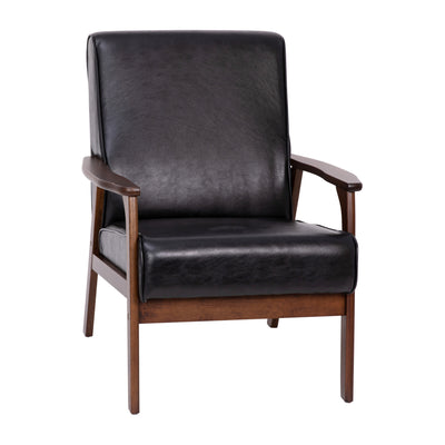 black upholstered arm chair