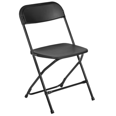 black plastic folding chair