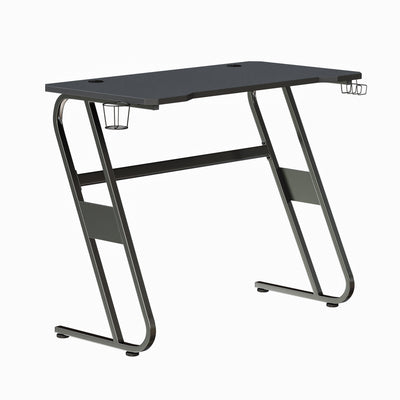 black gaming computer desk