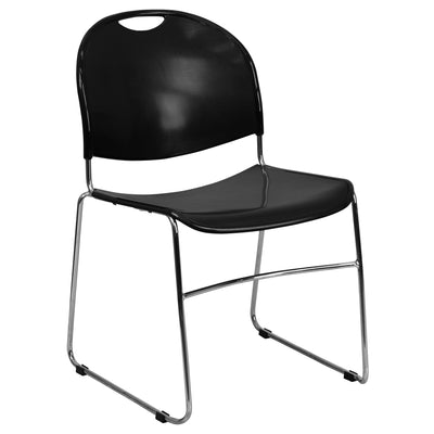 black office reception chair with chrome base
