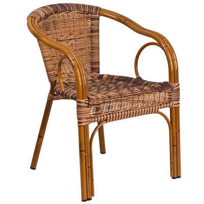 Bamboo wicker patio dining chair