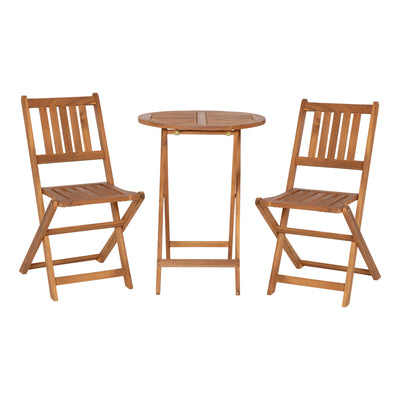 wood folding patio table and chair bistro set