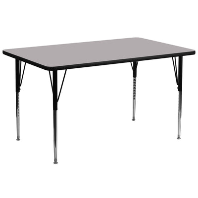 gray rectangular activity table with adjustable legs