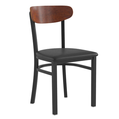 black metal and walnut restaurant dining chair