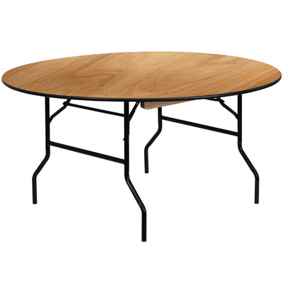 round wood folding table