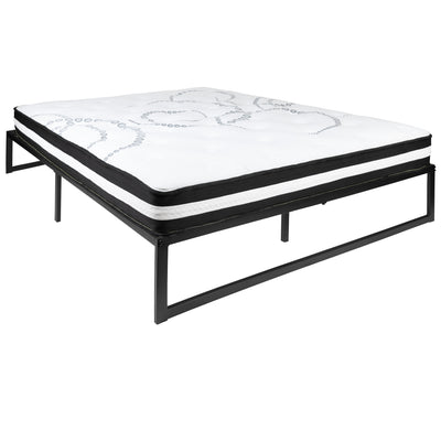 14 Inch Metal Platform Bed Frame with 10 Inch Pocket Spring Mattress in a Box (No Box Spring Required) - View 1