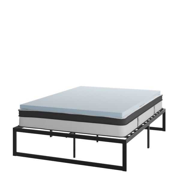 Queen |#| 14inch Queen Platform Bed Frame; 10inch Pocket Spring Mattress & 2inch Memory Foam Topper