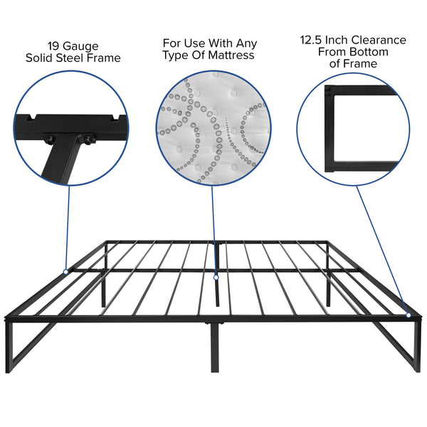 King |#| 14inch King Platform Bed Frame; 10inch Pocket Spring Mattress & 2inch Memory Foam Topper