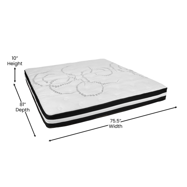 King |#| 14inch King Platform Bed Frame; 10inch Pocket Spring Mattress & 2inch Memory Foam Topper