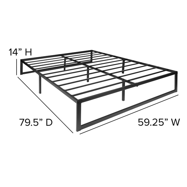 Queen |#| 14inch Queen Platform Bed Frame & 12inch Mattress in a Box - No Box Spring Required