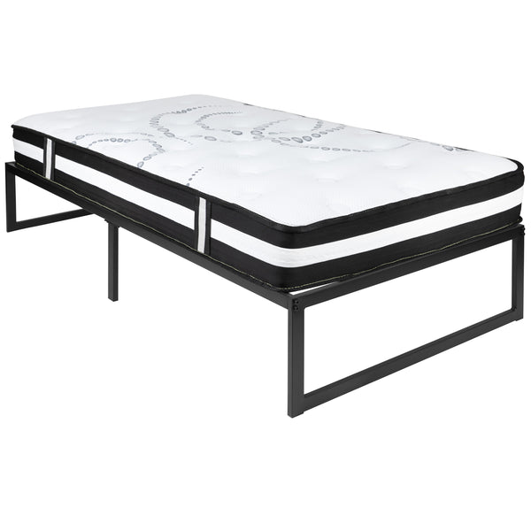 Twin |#| 14inch Twin Platform Bed Frame & 12inch Mattress in a Box - No Box Spring Required