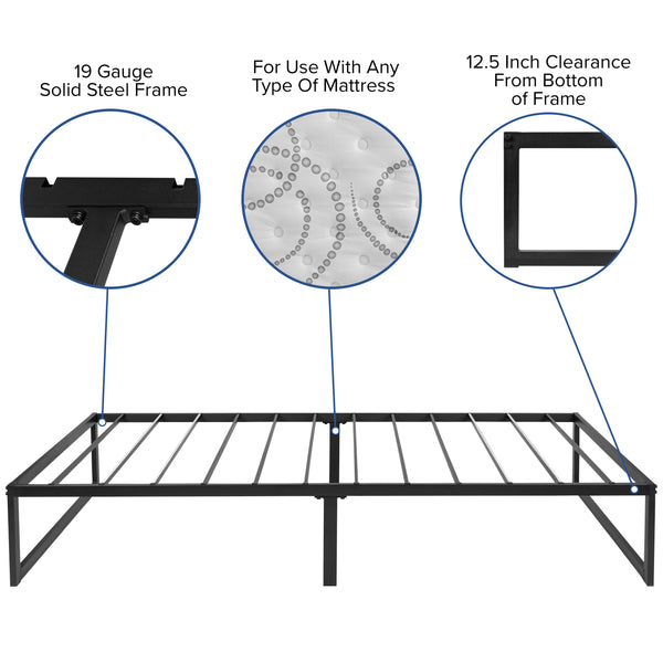 Twin |#| 14inch Twin Platform Bed Frame & 12inch Mattress in a Box - No Box Spring Required