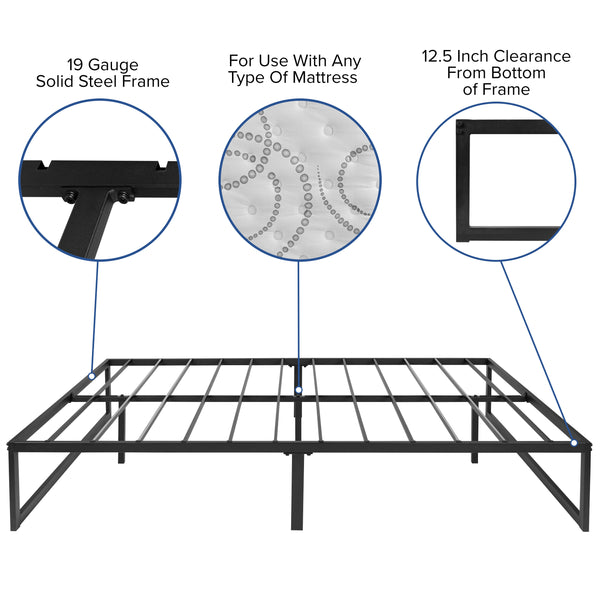 Full |#| 14inch Full Platform Bed Frame & 12inch Mattress in a Box - No Box Spring Required