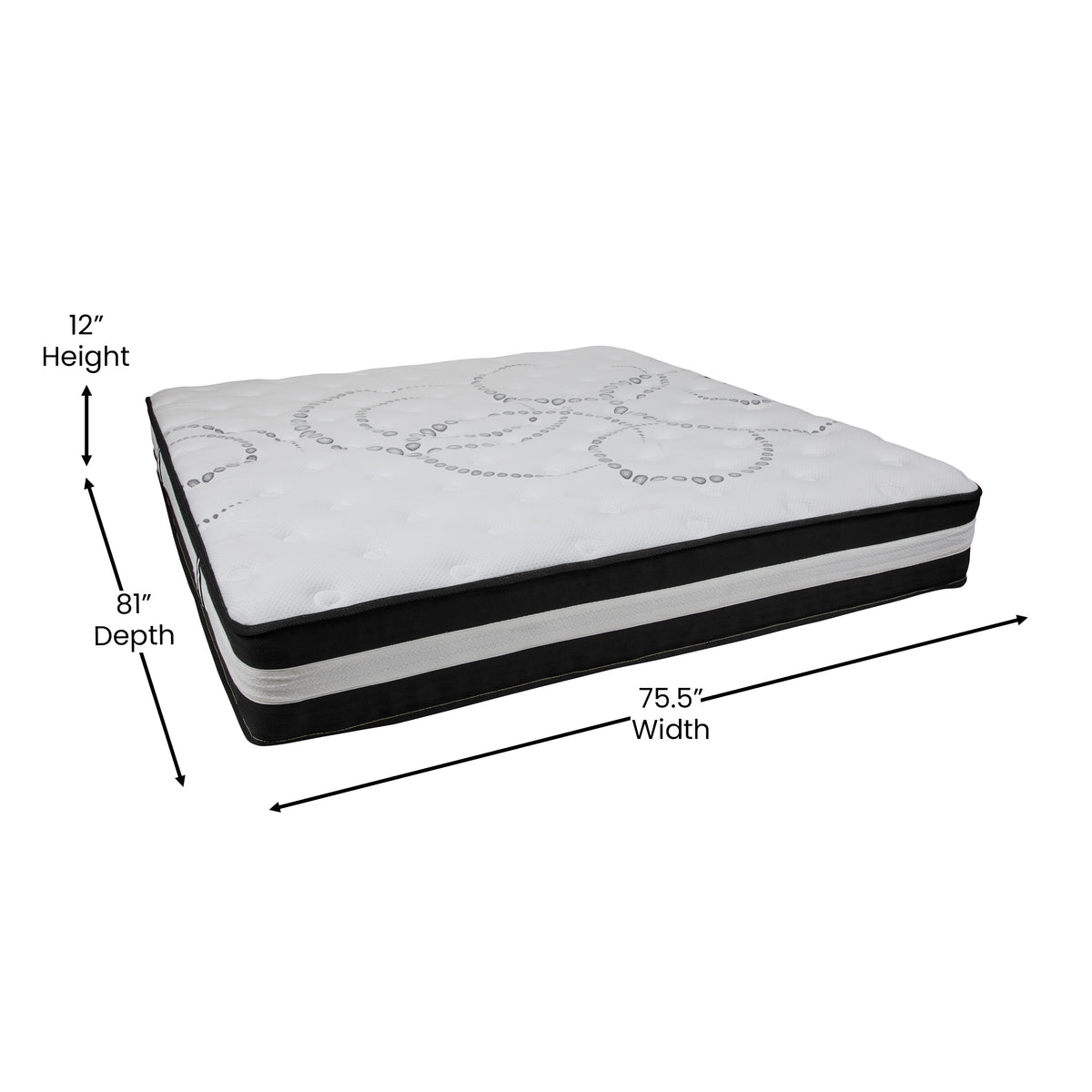 King |#| 14inch King Platform Bed Frame; 12inch Pocket Spring Mattress & 3inch Memory Foam Topper