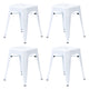 White |#| 18 Inch Table Height Indoor Stackable Metal Dining Stool in White-Set of 4