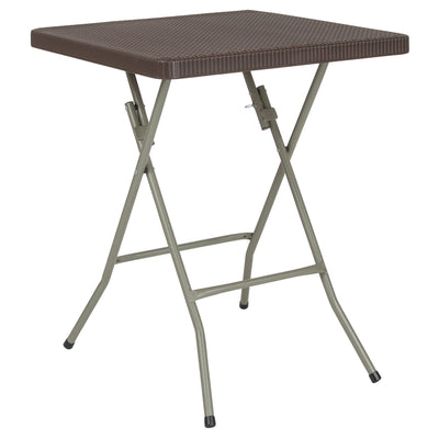 1.95-Foot Square Rattan Plastic Folding Table - View 1
