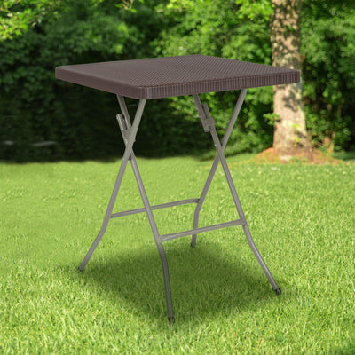 1.95-Foot Square Rattan Plastic Folding Table - View 2