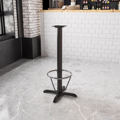 22'' x 22'' Restaurant Table X-Base with 3'' Dia. Bar Height Column and Foot Ring - View 2