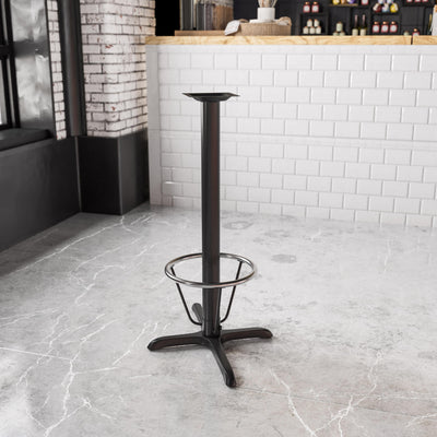 23.5'' x 29.5'' Restaurant Table X-Base with 3'' Dia. Bar Height Column and Foot Ring - View 2