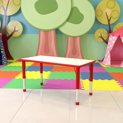 23.625"W x 47.25"L Rectangular Plastic Height Adjustable Activity Table - View 1