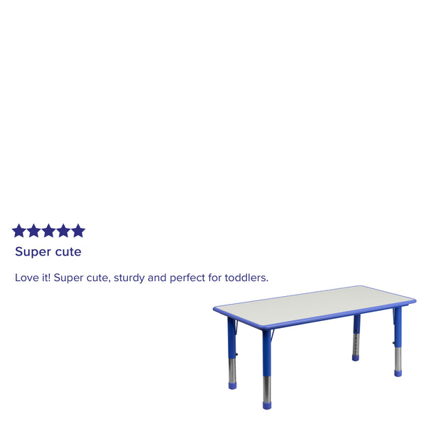 Blue |#| 23.625inchW x 47.25inchL Rectangular Blue Plastic Activity Table with Grey Top