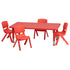 24"W x 48"L Rectangular Plastic Height Adjustable Activity Table Set with 4 Chairs