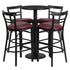 24'' Round Laminate Table Set with Round Base and 4 Two-Slat Ladder Back Metal Barstools