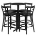 24'' Round Laminate Table Set with X-Base and 4 Two-Slat Ladder Back Metal Barstools