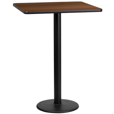 24'' Square Laminate Table Top with 18'' Round Bar Height Table Base - View 1