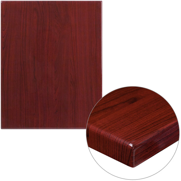 Mahogany |#| 24inch x 30inch Rectangular High-Gloss Mahogany Resin Table Top with 2inch Thick Edge