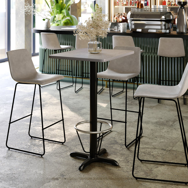 Gray |#| Commercial Gray Dining Table Top, 22x22 Bar Height Base & Footring- 24" x 30"
