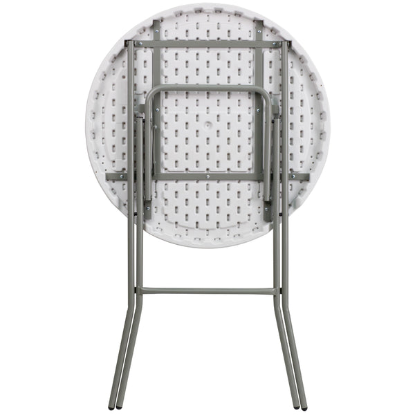 Granite White |#| 2.6-Foot Round Granite White Plastic Bar Height Folding Event Table