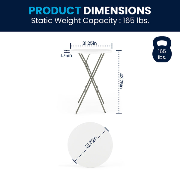 Granite White |#| 2.6-Foot Round Granite White Plastic Bar Height Folding Event Table