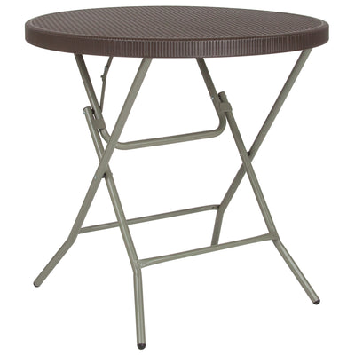 2.6-Foot Round Rattan Plastic Folding Table - View 1