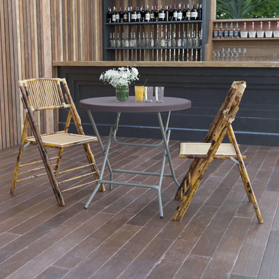 2.6-Foot Round Rattan Plastic Folding Table - View 2