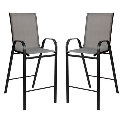 2 Pack Brazos Series Outdoor Barstools with Flex Comfort Material and Metal Frame - View 1