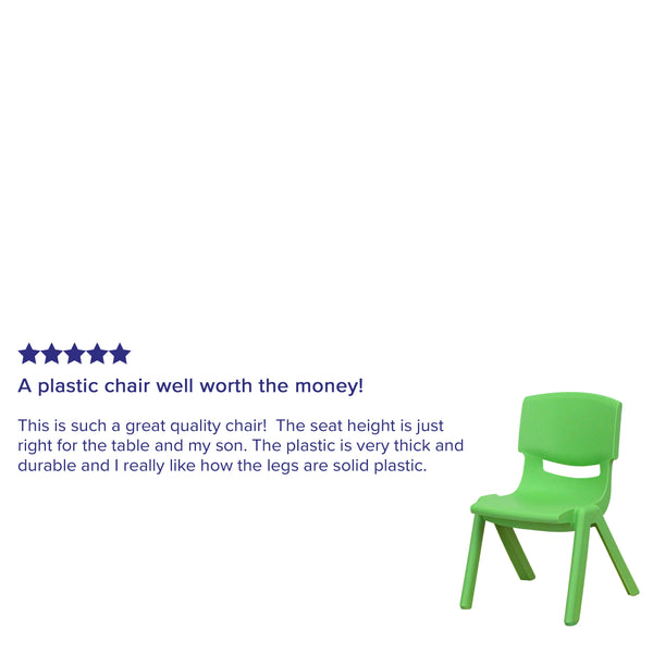 Green |#| 2 Pack Green Plastic Stackable School Chair with 10.5inchH Seat, Preschool Chair