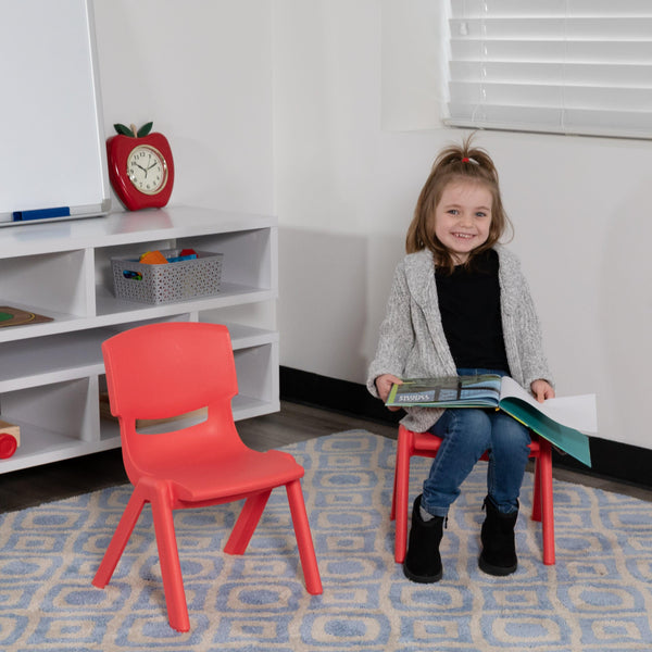 Red |#| 2 Pack Red Plastic Stackable School Chair with 10.5inchH Seat, Preschool Chair