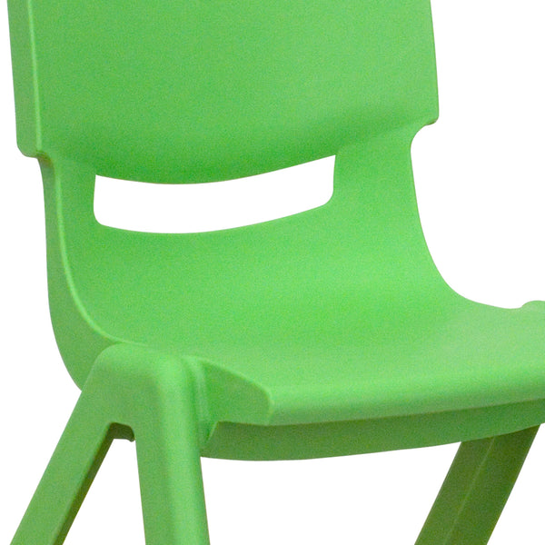 Green |#| 2 Pack Green Plastic Stackable School Chair with 10.5inchH Seat, Preschool Chair