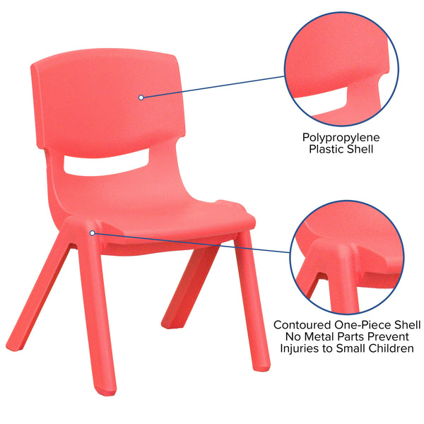 Red |#| 2 Pack Red Plastic Stackable School Chair with 10.5inchH Seat, Preschool Chair