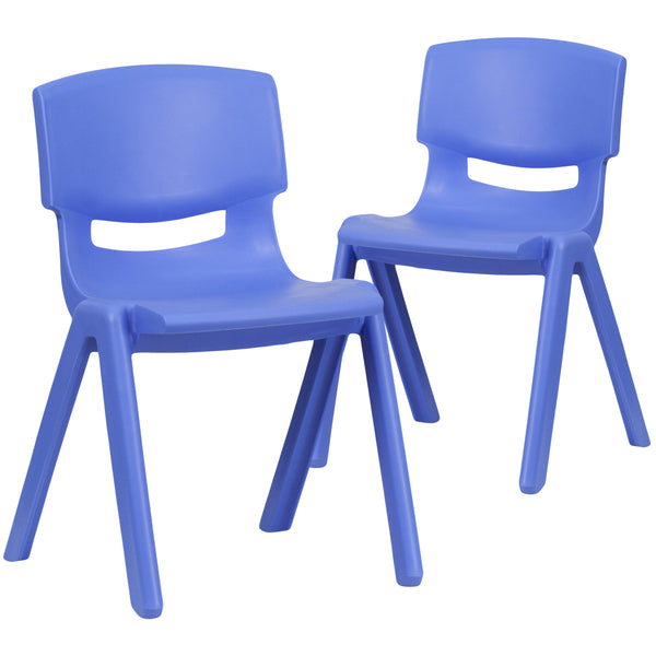 Blue |#| 2 Pack Blue Plastic Stackable School Chair with 13.25inchH Seat, K-2 School Chair