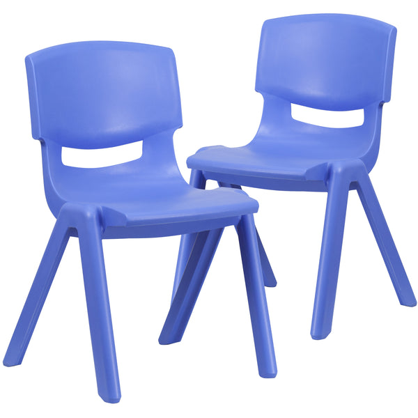 Blue |#| 2 Pack Blue Plastic Stackable School Chair with 15.5inchH Seat