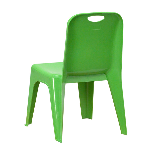 Green |#| 2 Pack Green Plastic Stackable School Chair with Carrying Handle and 11inchH Seat