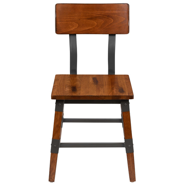 Walnut |#| 2 Pack Commercial Grade Rustic Antique Walnut Industrial Style Wood Dining Chair