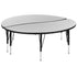 2 Piece 60" Circle Wave Flexible Grey Thermal Laminate Activity Table Set - Height Adjustable Short Legs